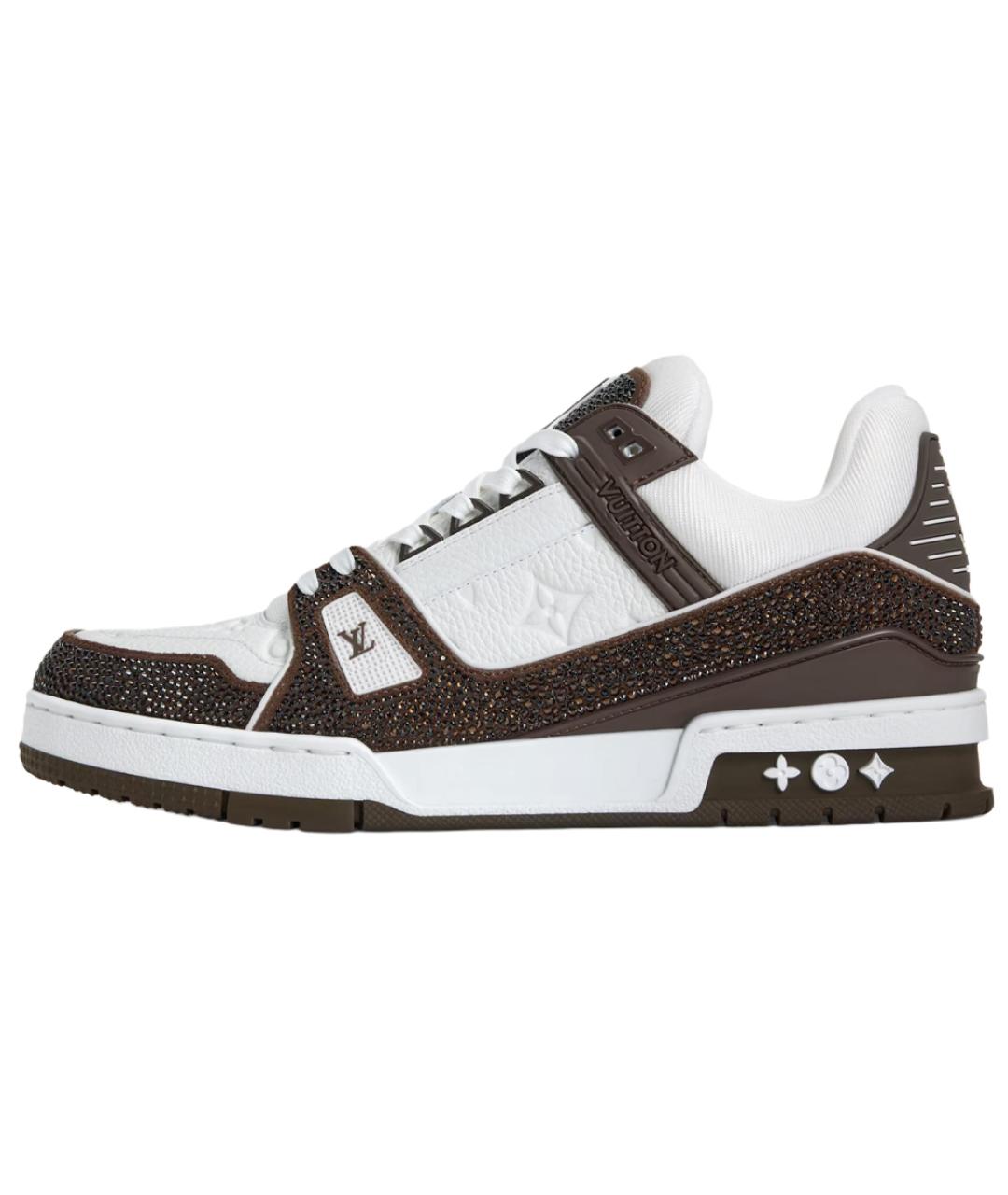 LOUIS VUITTON Коричневые кожаные низкие кроссовки / кеды, фото 2