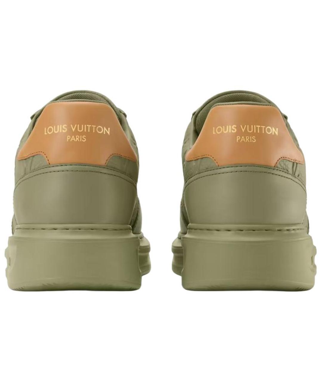 LOUIS VUITTON Зеленые кожаные низкие кроссовки / кеды, фото 5