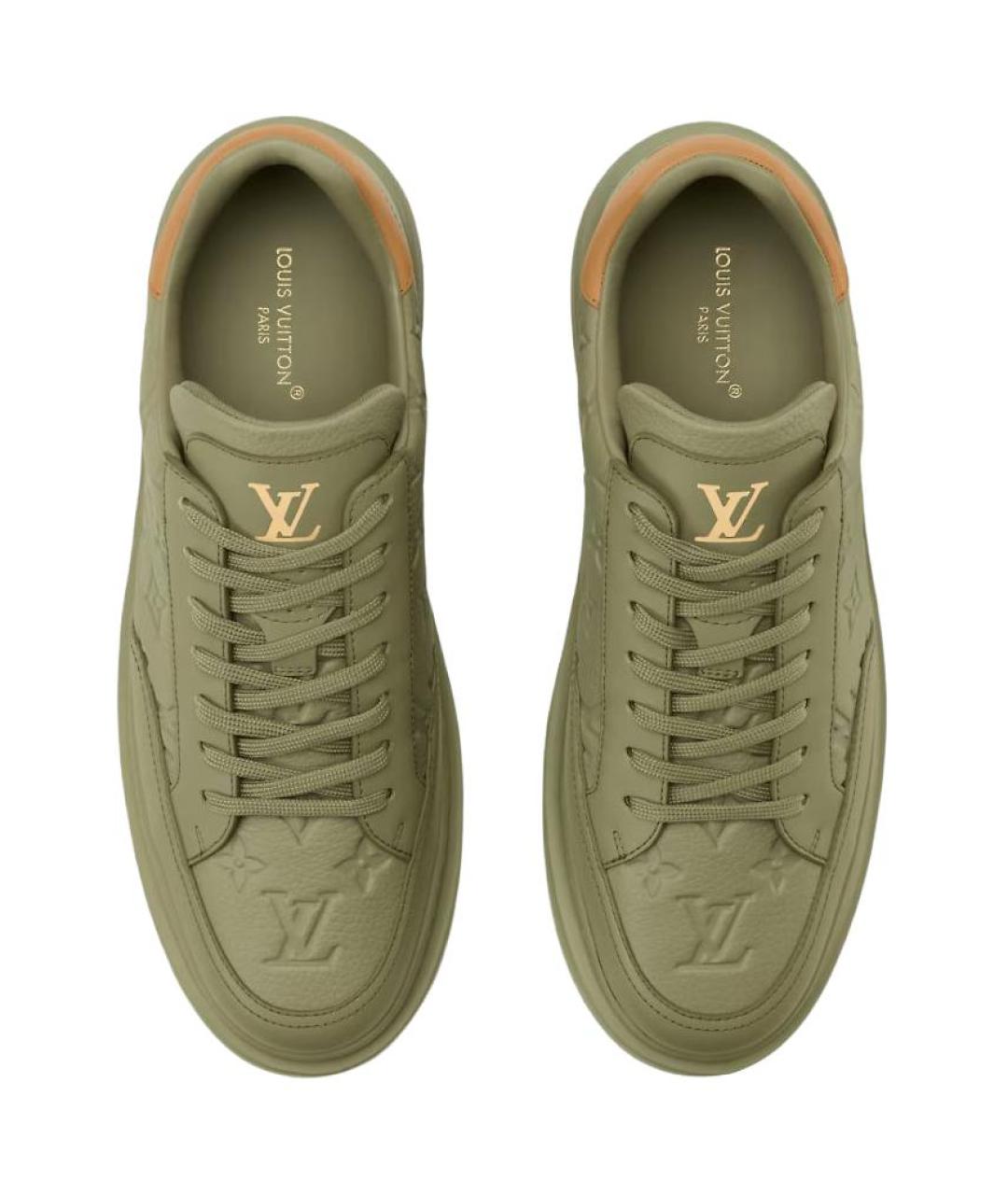 LOUIS VUITTON Зеленые кожаные низкие кроссовки / кеды, фото 4