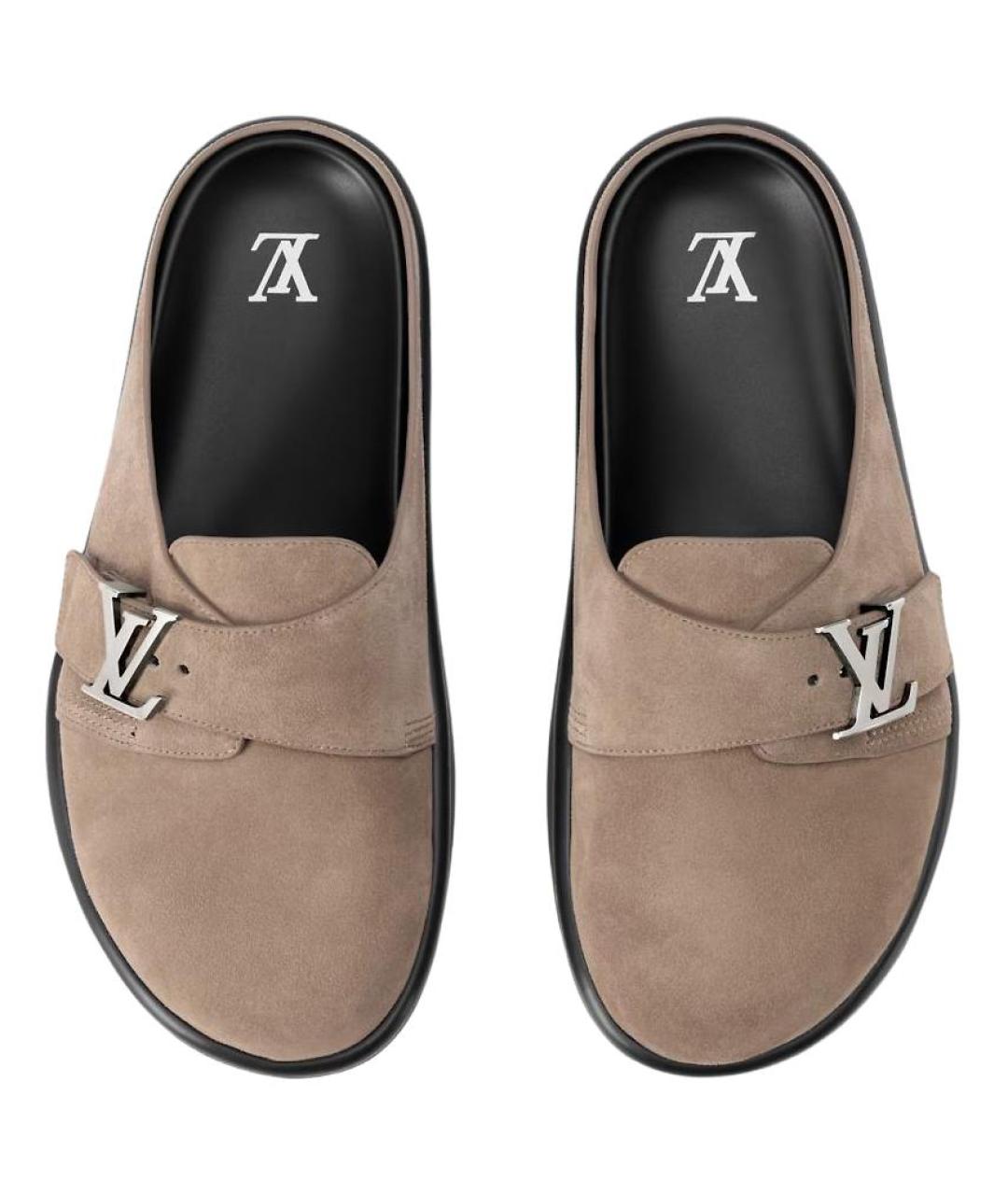LOUIS VUITTON Коричневые кожаные слипоны, фото 4
