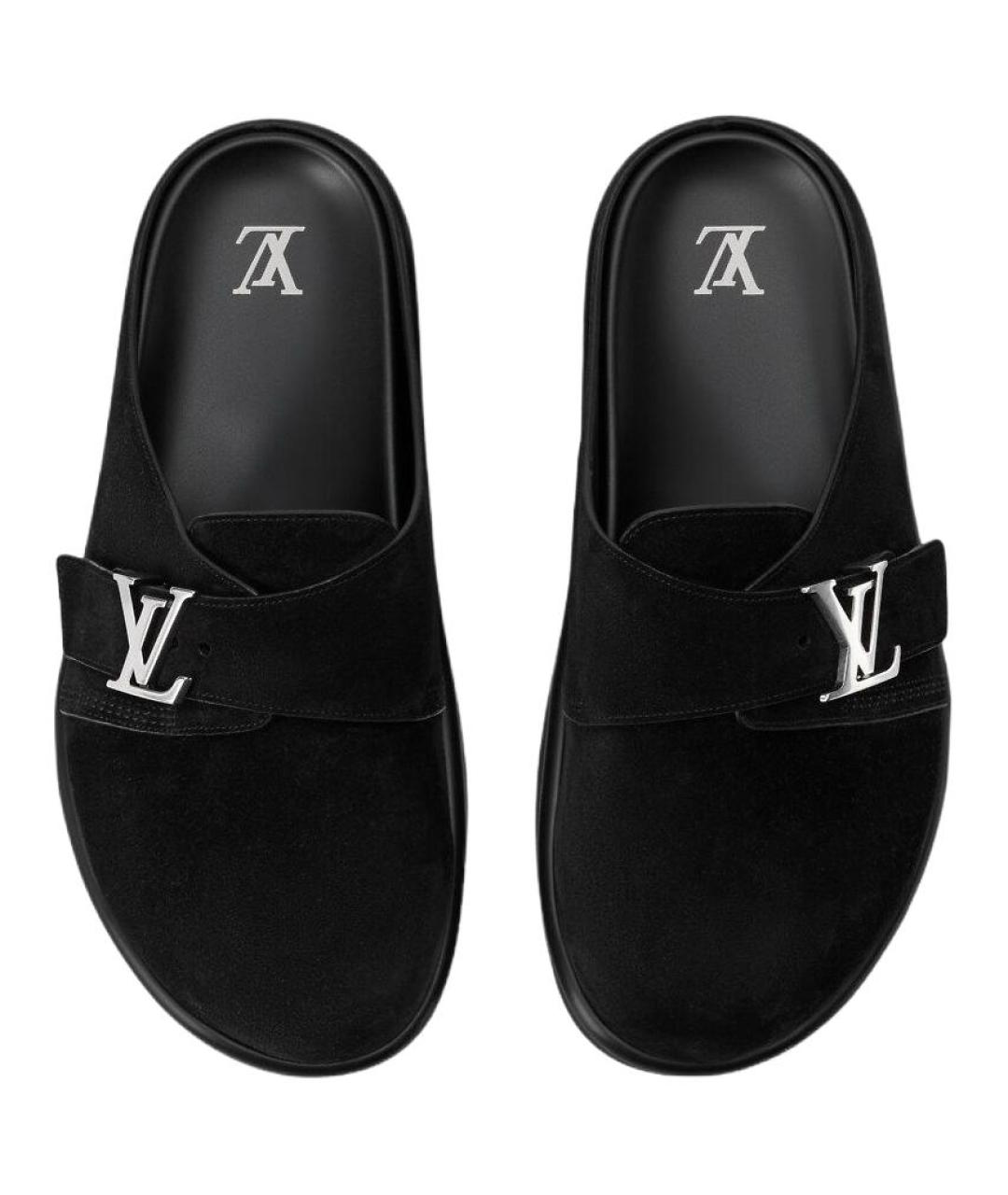 LOUIS VUITTON Черные кожаные слипоны, фото 4