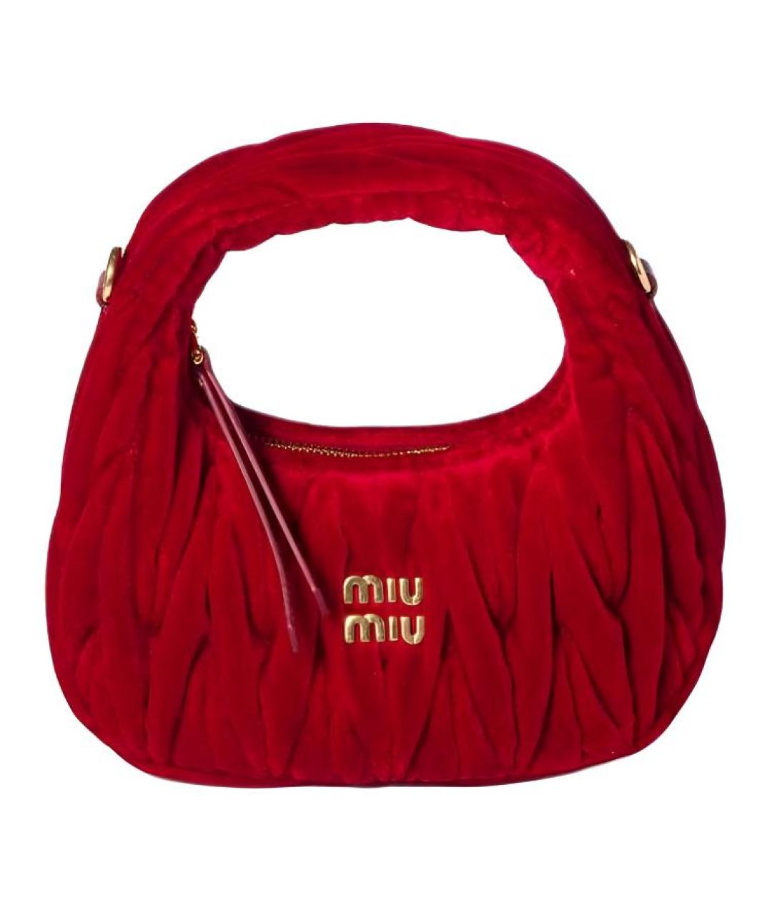 MIU MIU Красная бархатная сумка через плечо, фото 1
