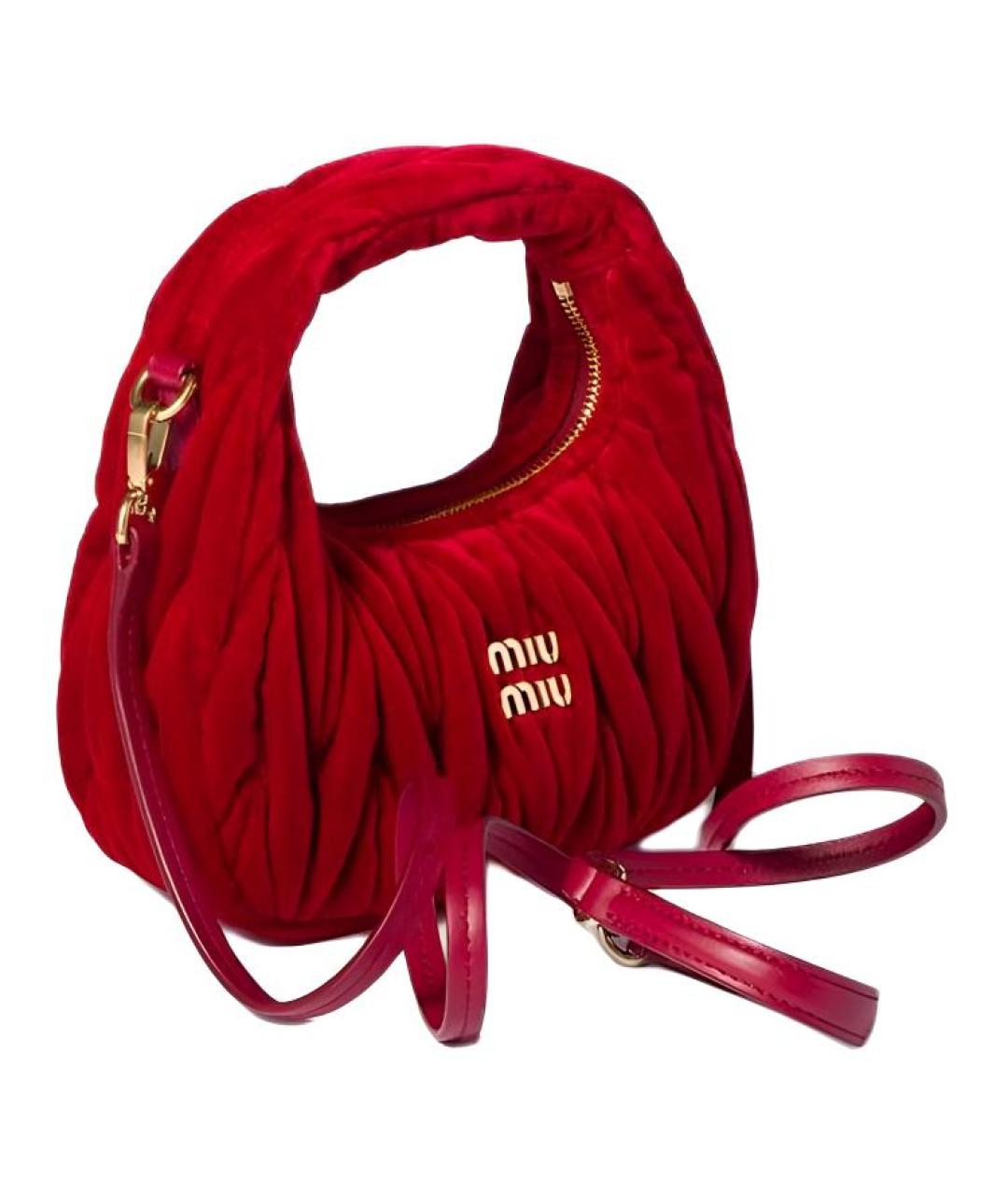 MIU MIU Красная бархатная сумка через плечо, фото 2