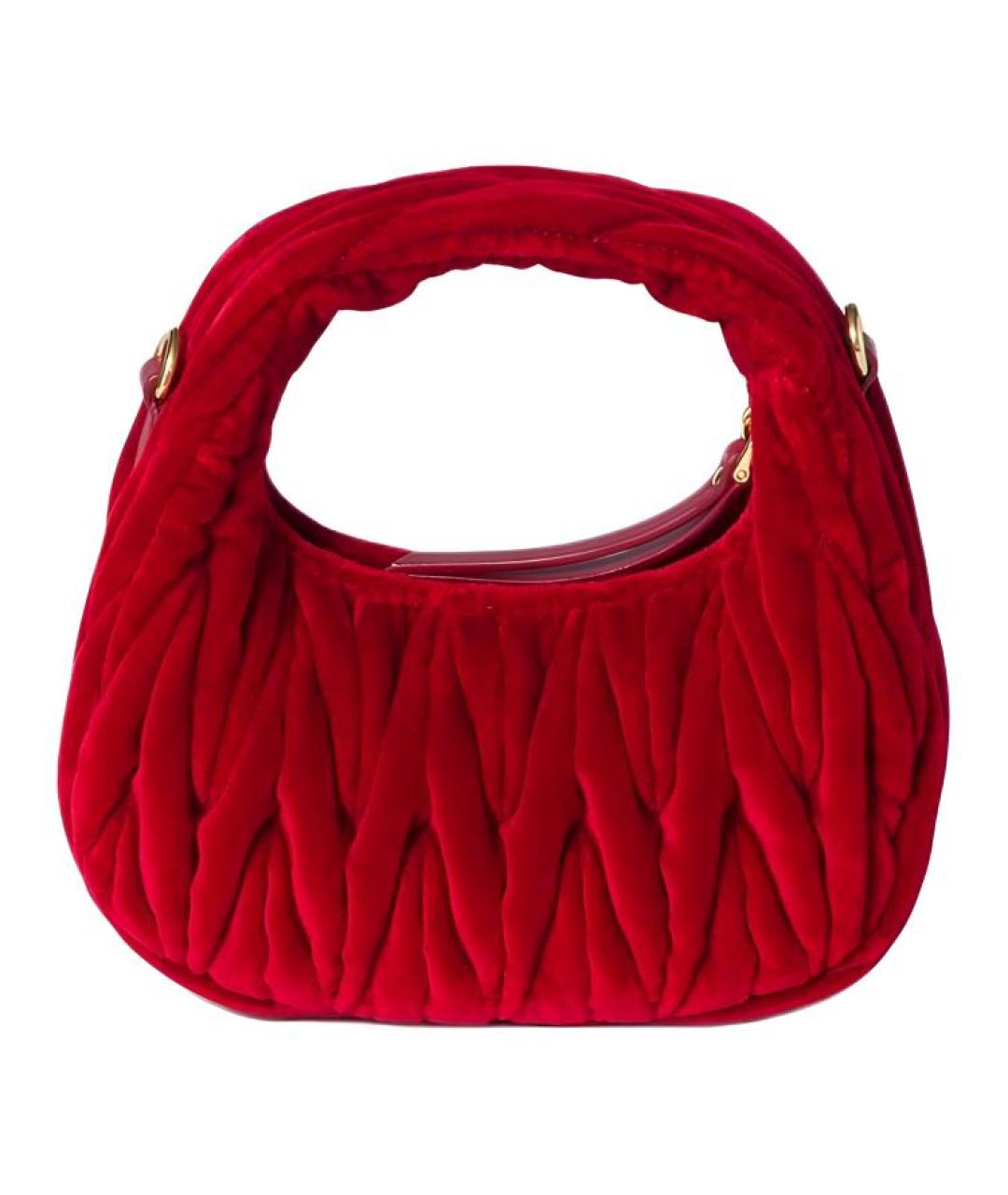 MIU MIU Красная бархатная сумка через плечо, фото 4