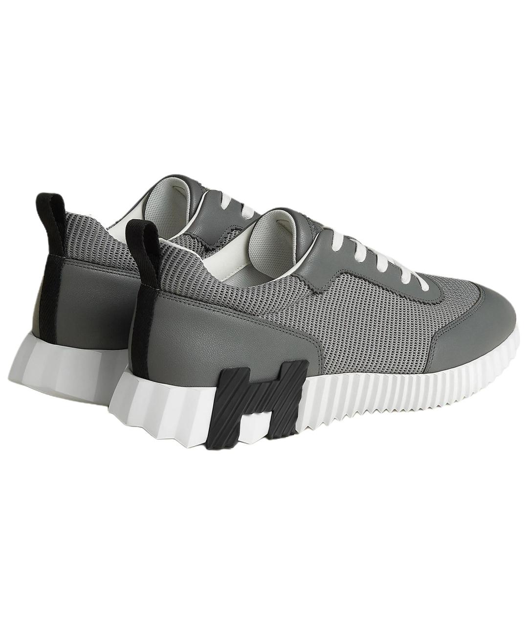 HERMES Серые кожаные низкие кроссовки / кеды, фото 4