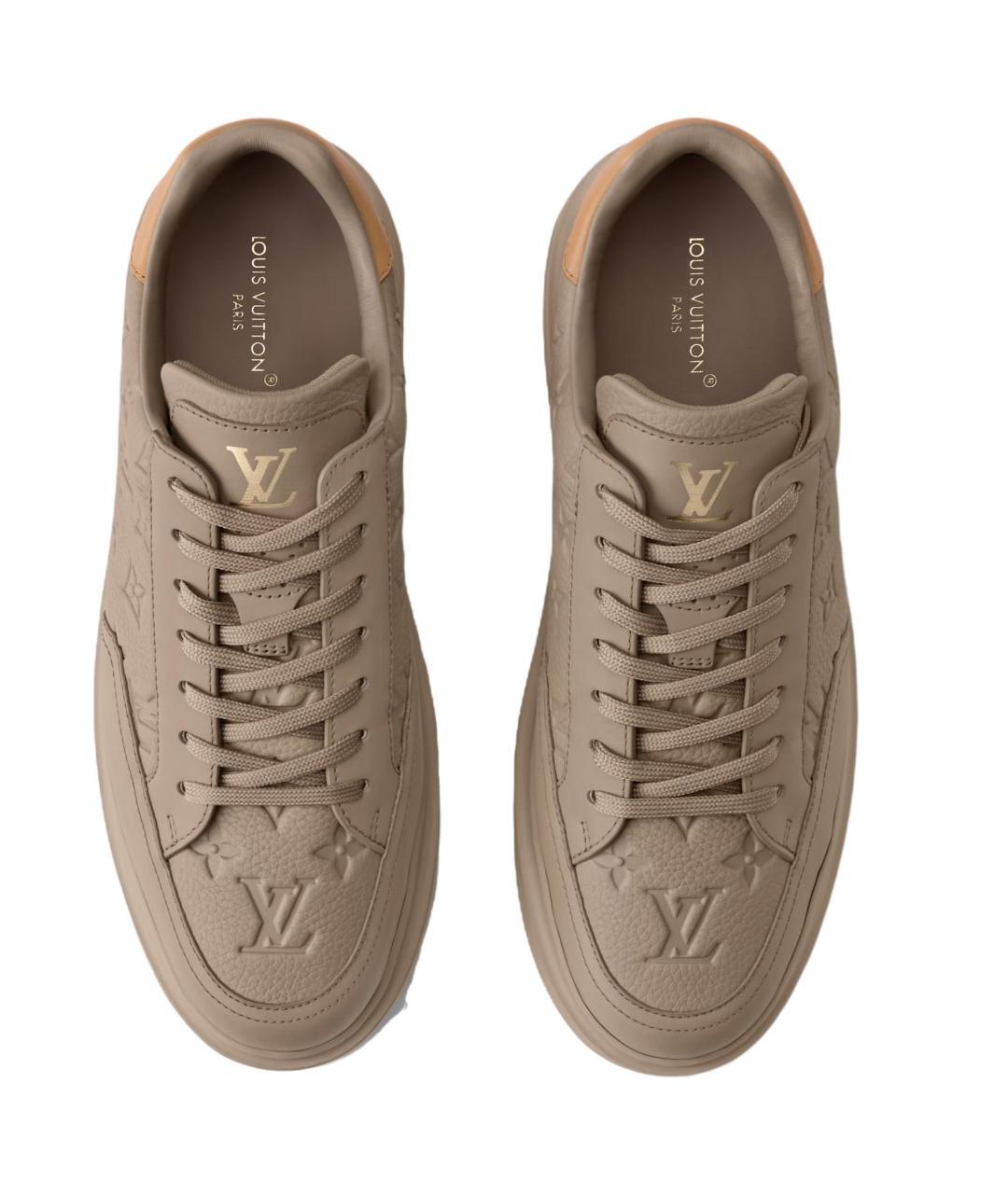 LOUIS VUITTON Бежевые кожаные низкие кроссовки / кеды, фото 4