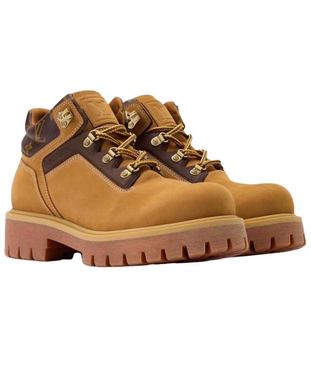 LOUIS VUITTON Коричневые кожаные высокие ботинки, фото 3