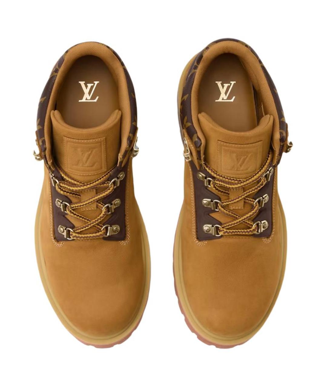 LOUIS VUITTON Коричневые кожаные высокие ботинки, фото 4