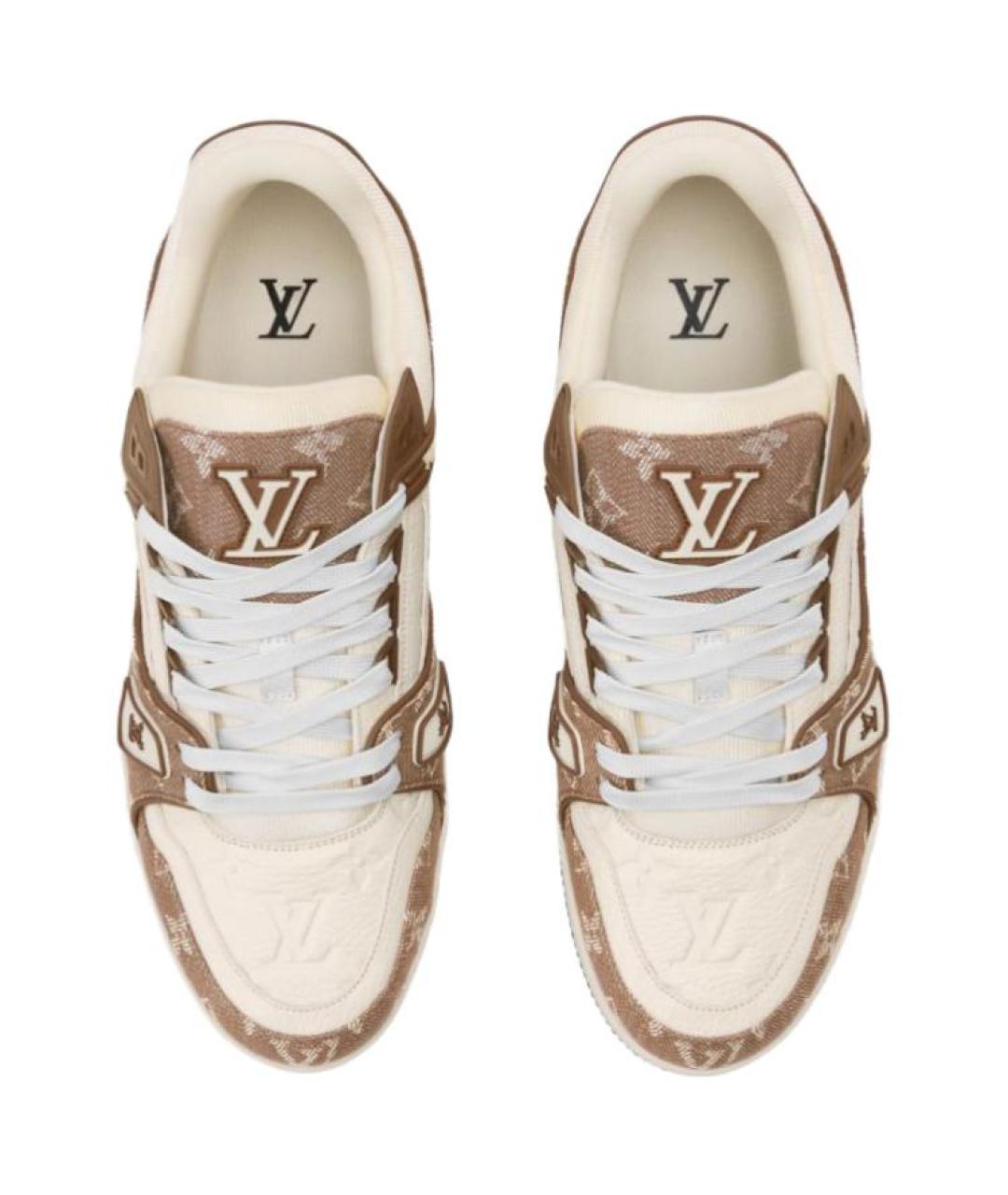 LOUIS VUITTON Коричневые кожаные кроссовки, фото 4