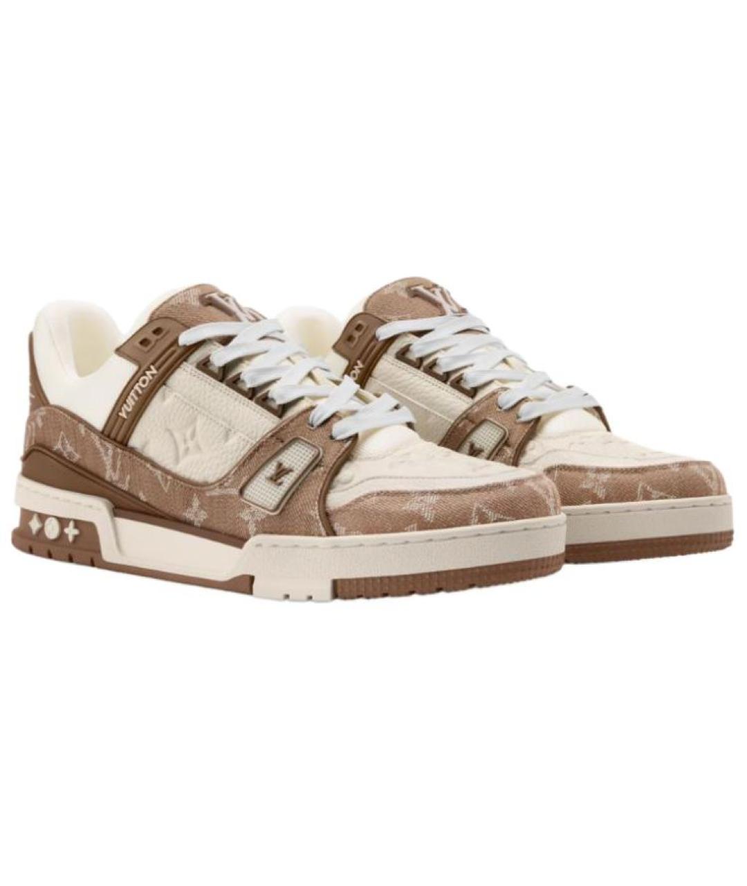LOUIS VUITTON Коричневые кожаные кроссовки, фото 3