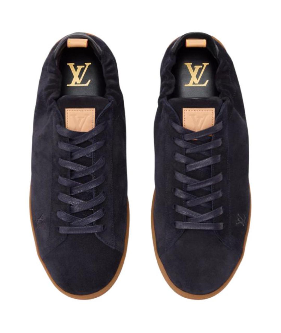 LOUIS VUITTON Синие нубуковые низкие кроссовки / кеды, фото 4