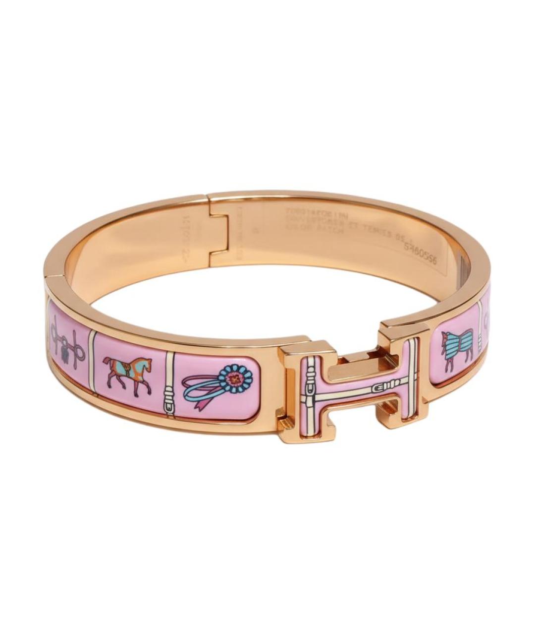 HERMES Розовый металлический браслет, фото 2