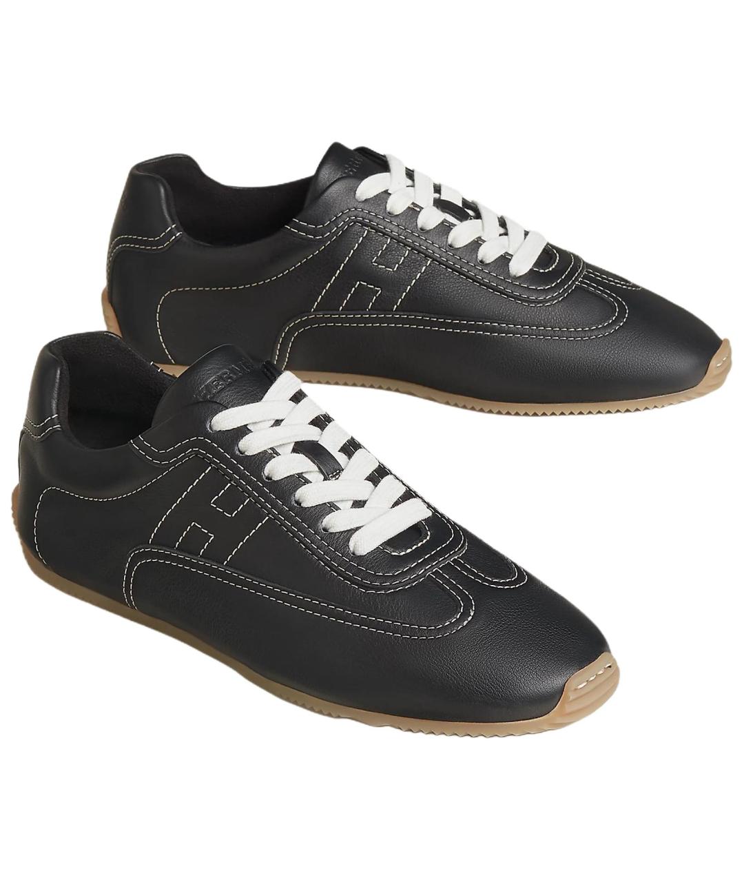 HERMES Черные кожаные кроссовки, фото 3