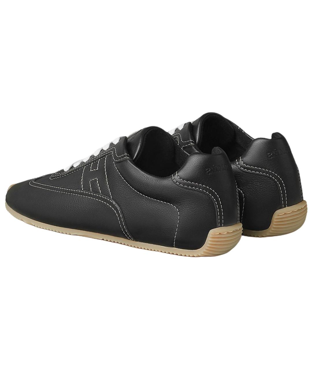 HERMES Черные кожаные кроссовки, фото 4