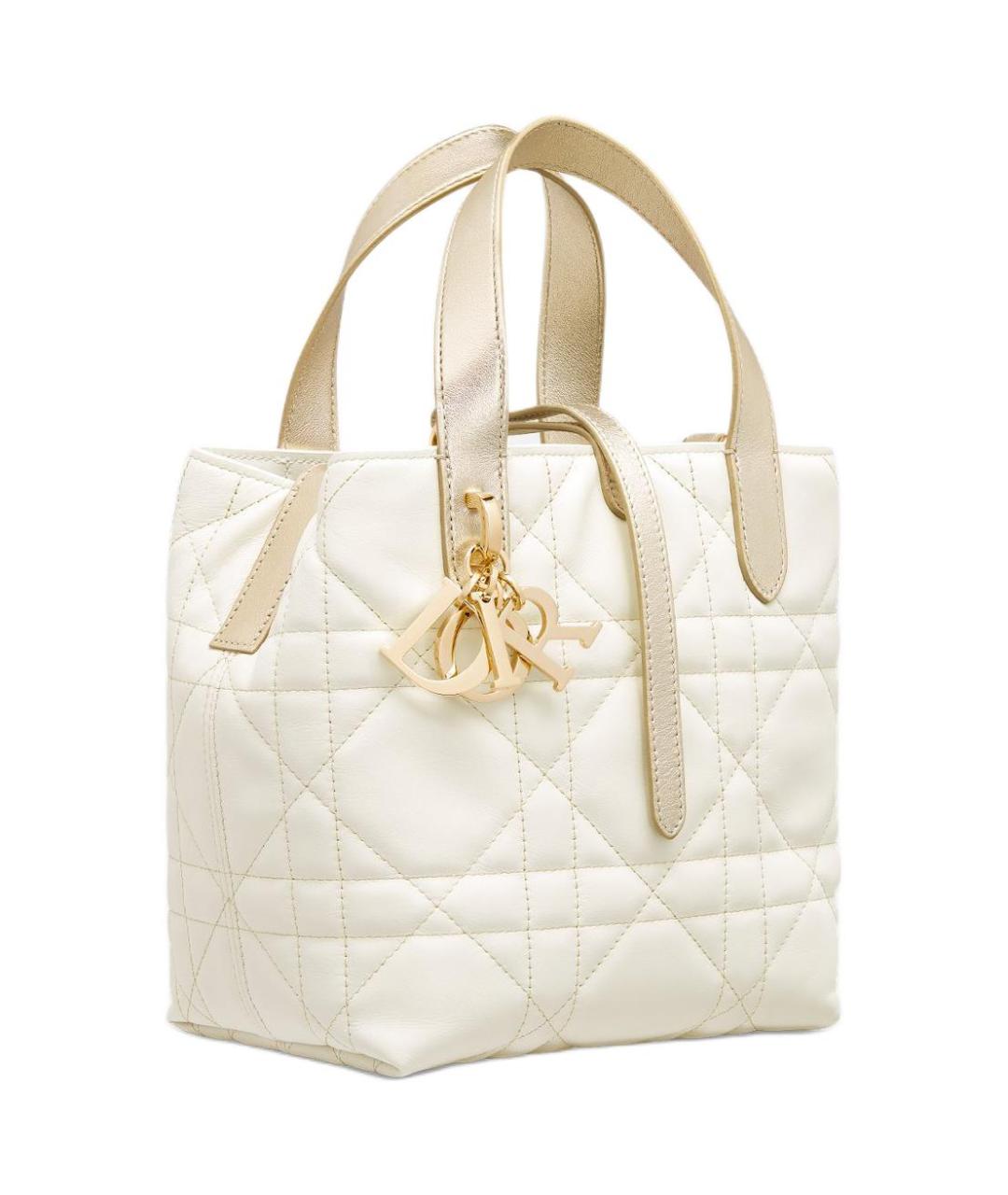 CHRISTIAN DIOR Белая кожаная сумка через плечо, фото 2