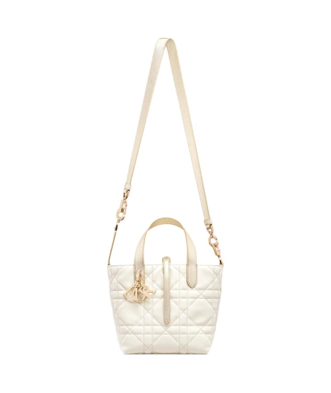 CHRISTIAN DIOR Белая кожаная сумка через плечо, фото 5