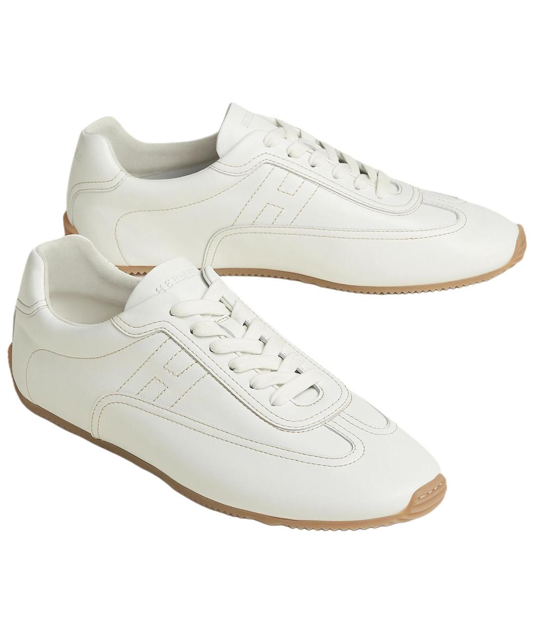 HERMES Белые кожаные низкие кроссовки / кеды, фото 4