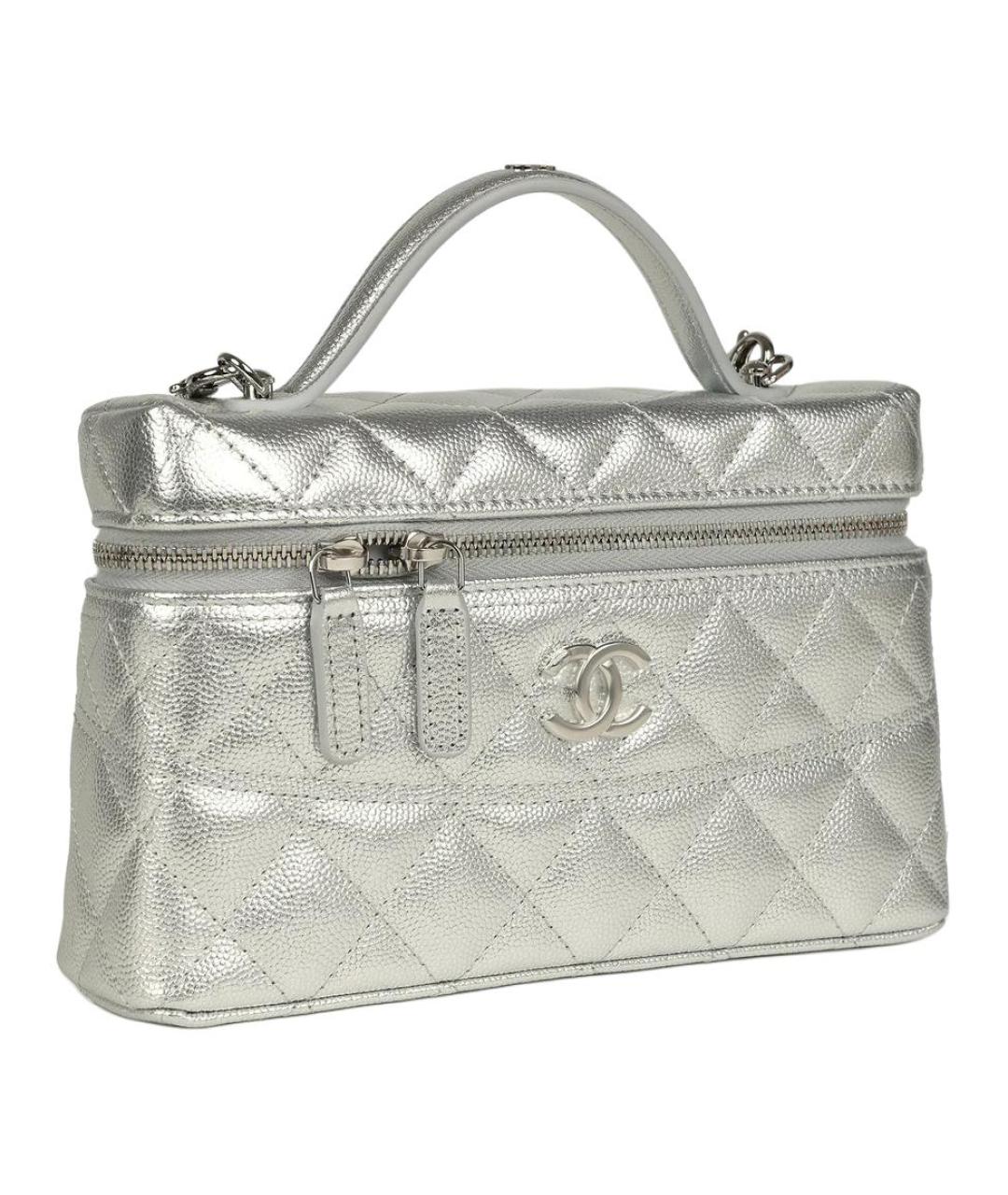 CHANEL Серебряная кожаная сумка через плечо, фото 5