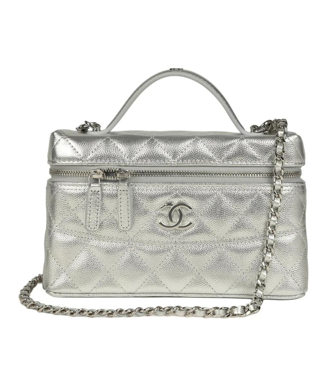 CHANEL Серебряная кожаная сумка через плечо, фото 2