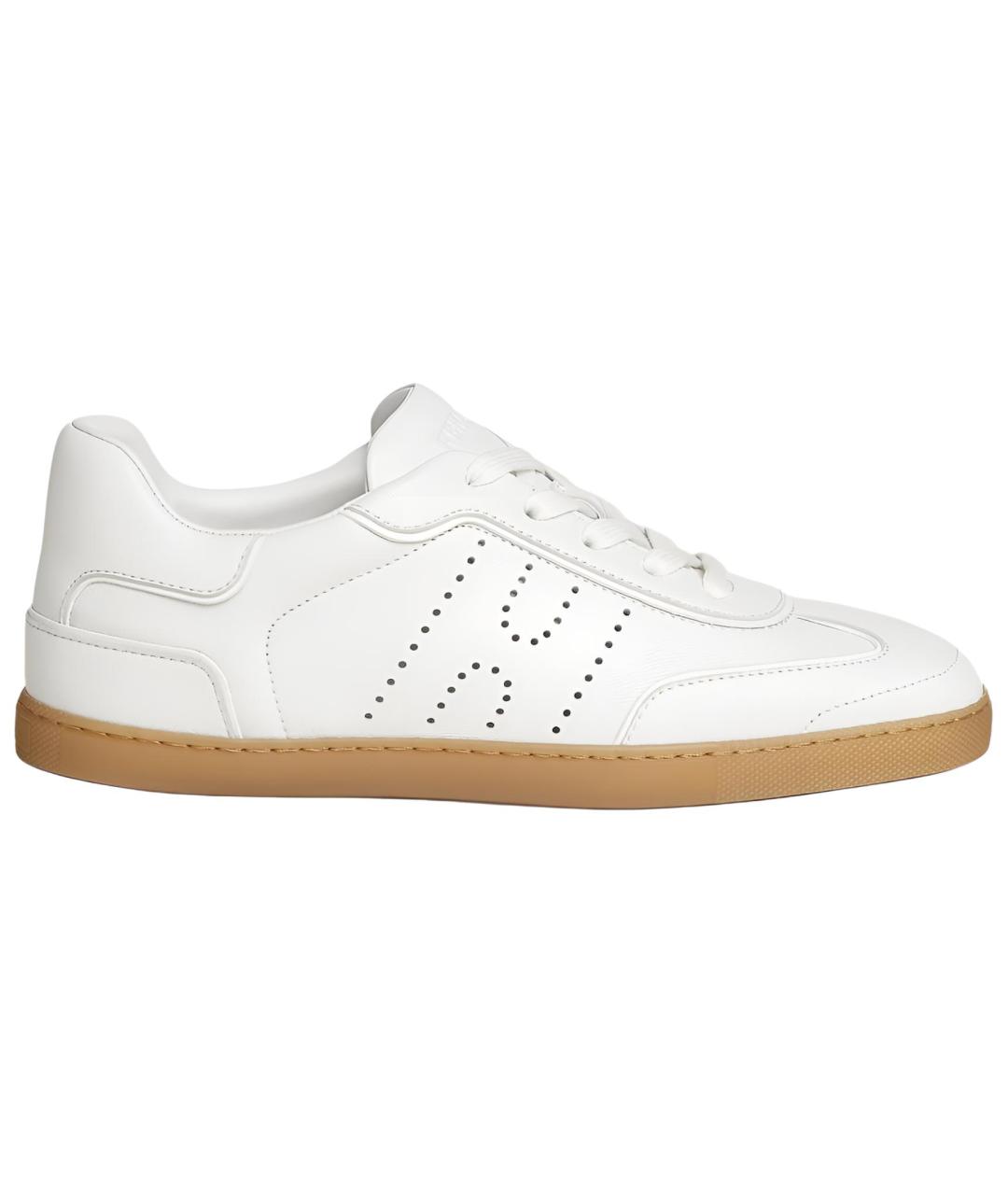 HERMES Белые кожаные кеды, фото 1