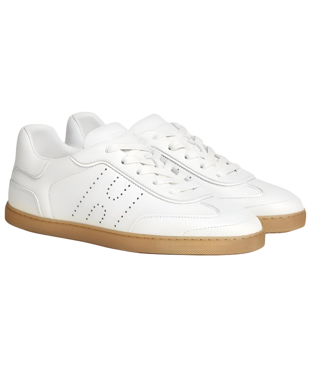 HERMES Белые кожаные кеды, фото 6