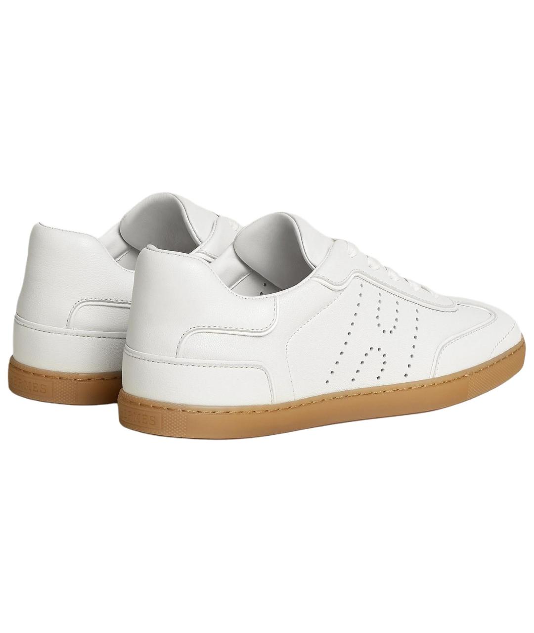 HERMES Белые кожаные кеды, фото 5