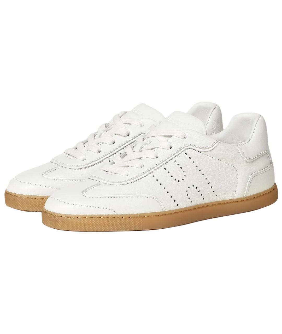 HERMES Белые кожаные кеды, фото 3