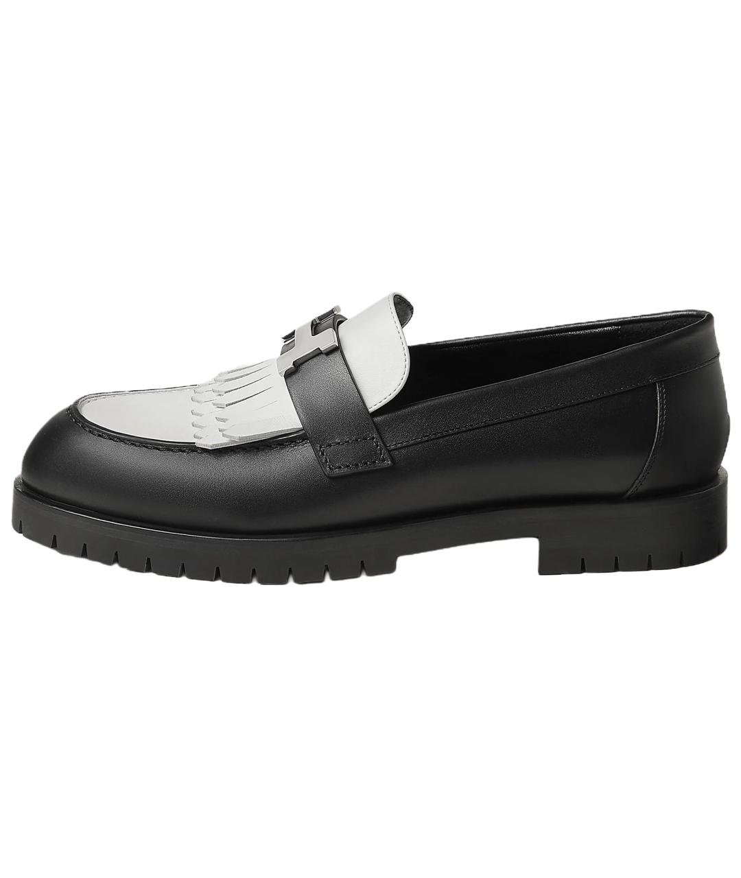 HERMES Черные кожаные лоферы, фото 2