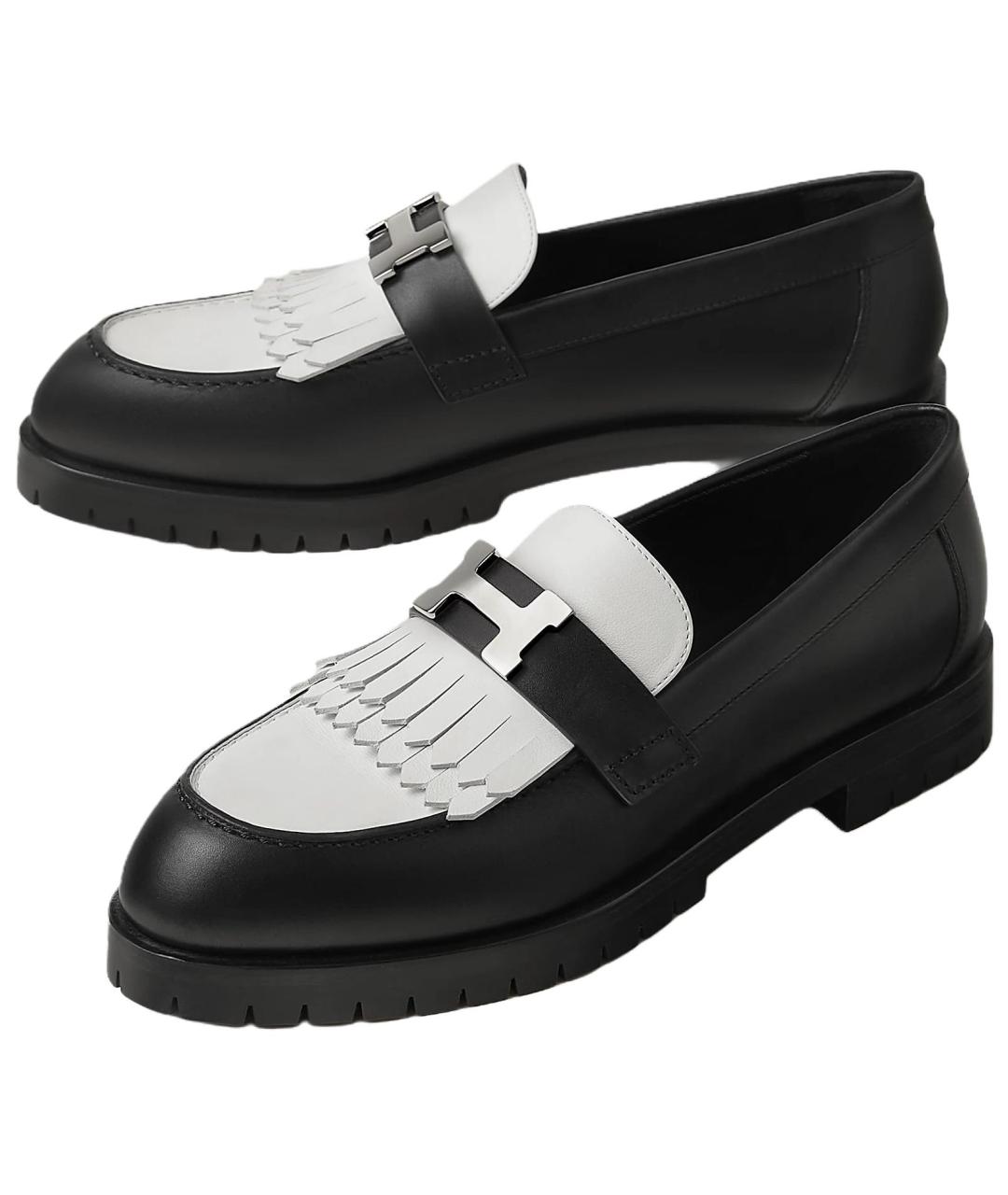 HERMES Черные кожаные лоферы, фото 4