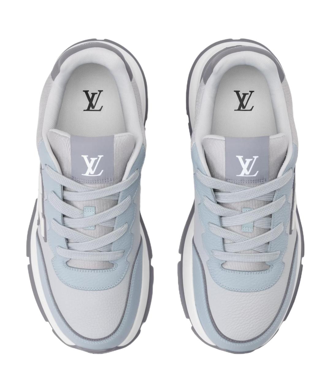 LOUIS VUITTON Серые кожаные низкие кроссовки / кеды, фото 3