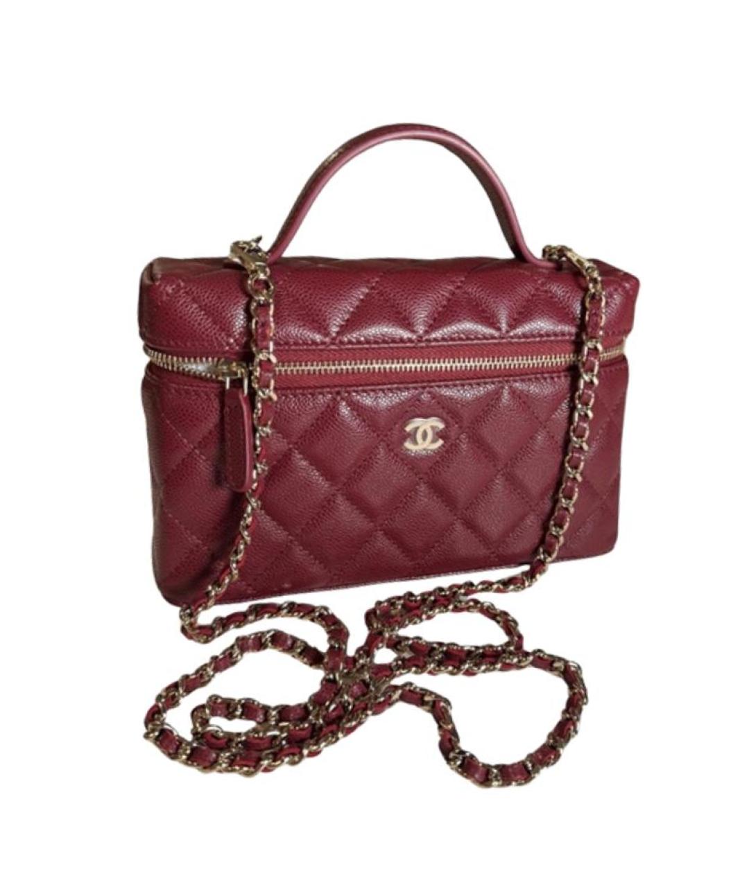 CHANEL Бордовая кожаная сумка через плечо, фото 1