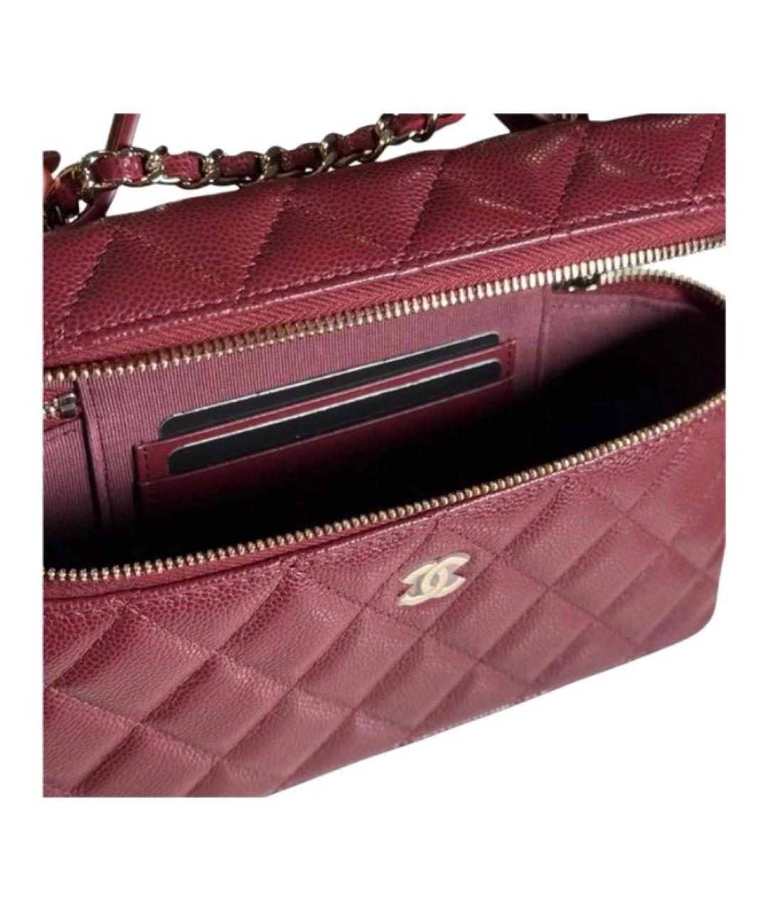 CHANEL Бордовая кожаная сумка через плечо, фото 3