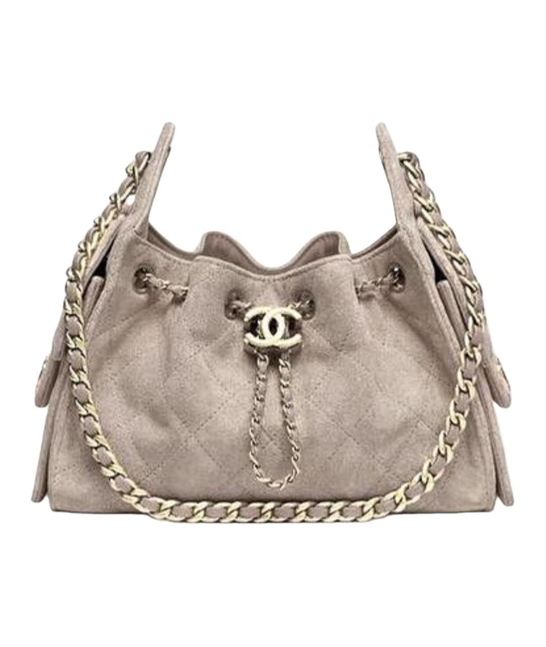CHANEL Серая замшевая сумка через плечо, фото 1