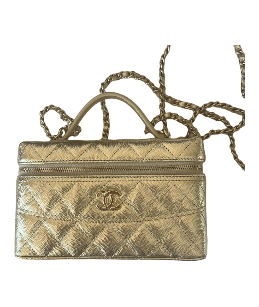 CHANEL Золотая кожаная сумка через плечо, фото 1