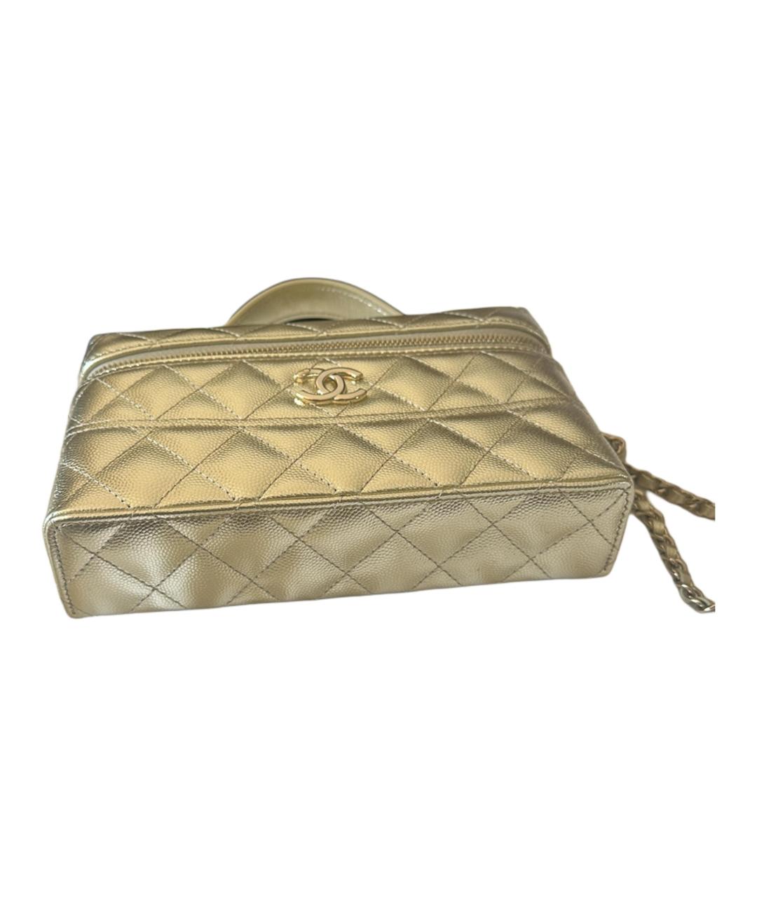 CHANEL Золотая кожаная сумка через плечо, фото 3