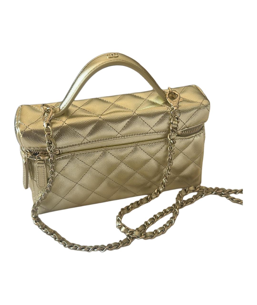 CHANEL Золотая кожаная сумка через плечо, фото 2