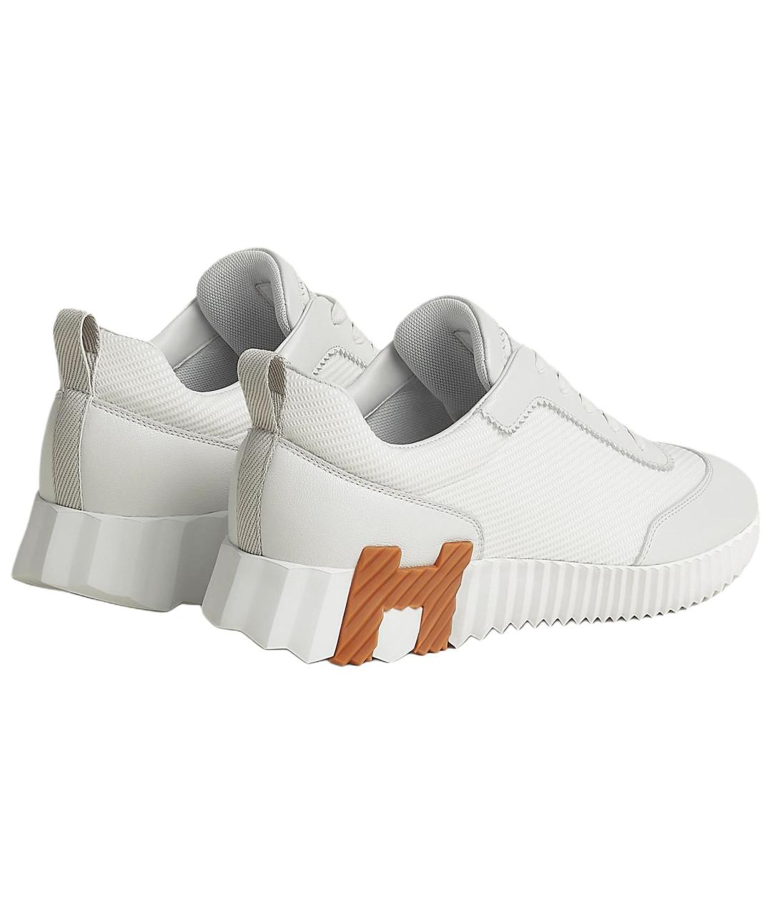 HERMES Белые кожаные кроссовки, фото 4