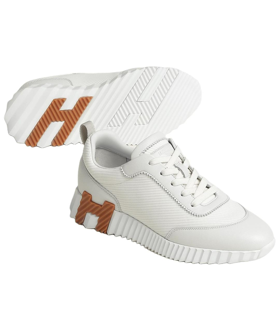 HERMES Белые кожаные кроссовки, фото 5