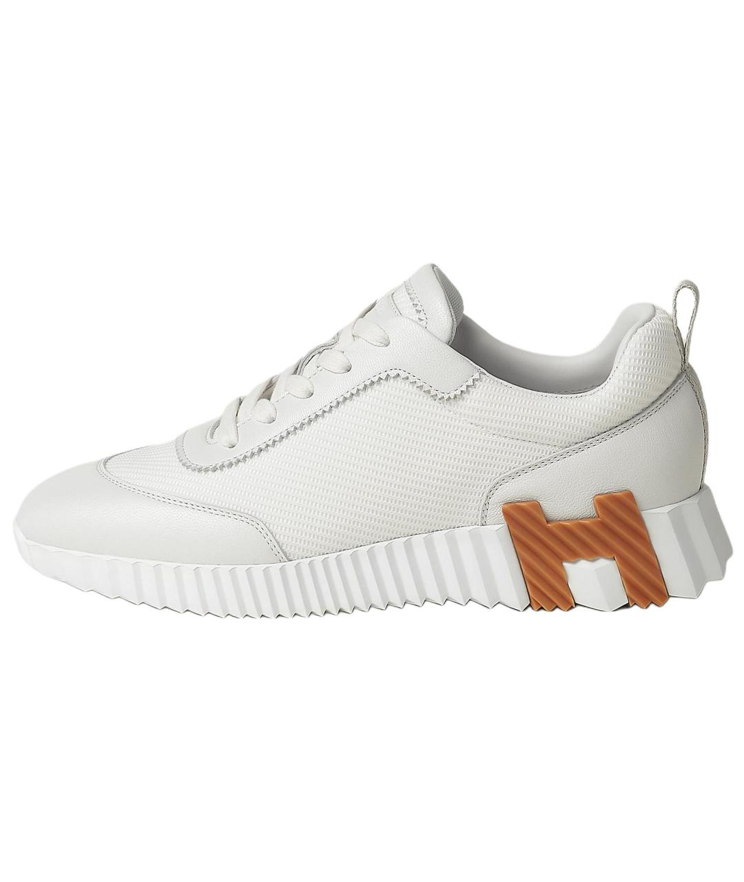 HERMES Белые кожаные кроссовки, фото 2