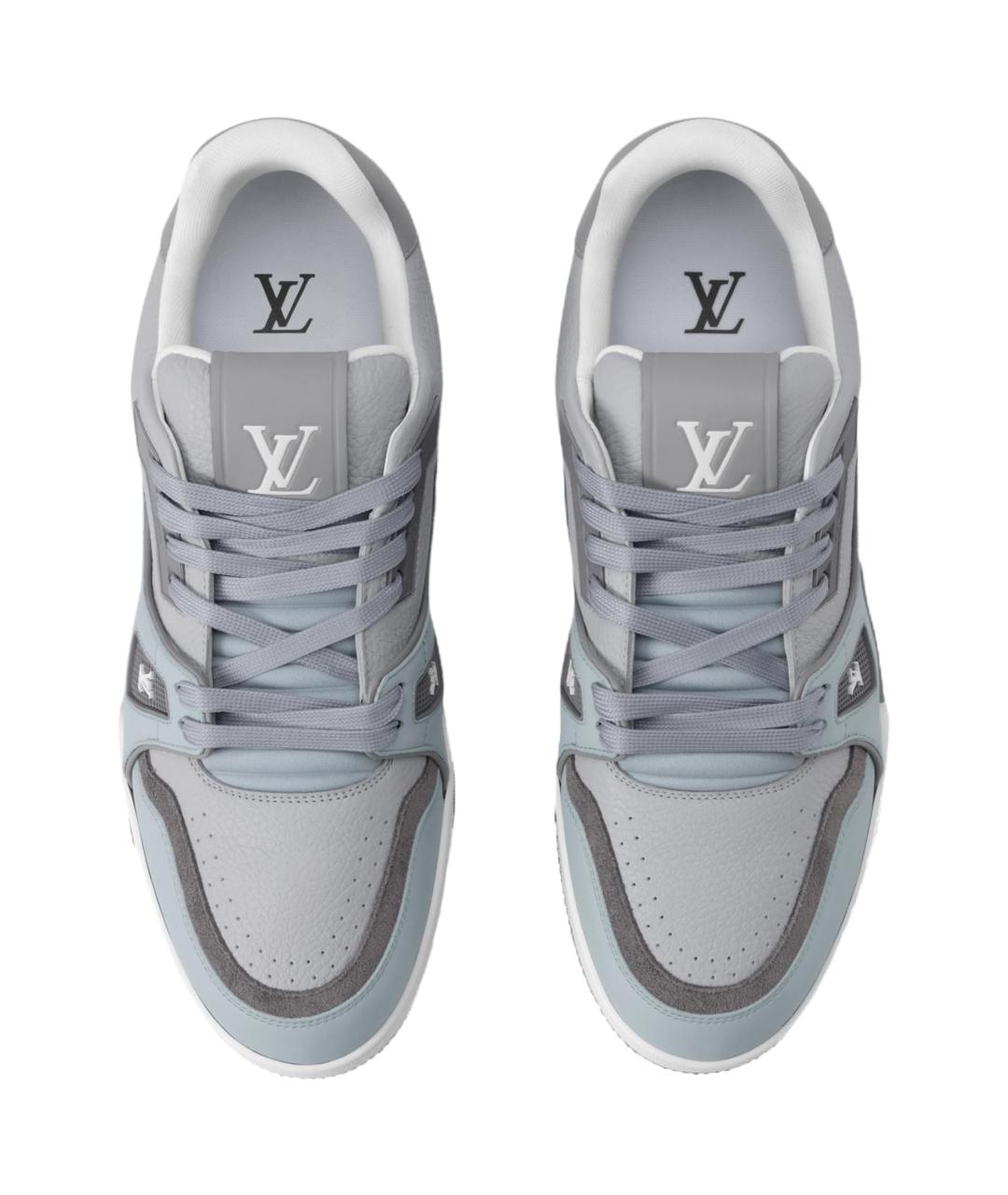LOUIS VUITTON Серые кожаные низкие кроссовки / кеды, фото 4