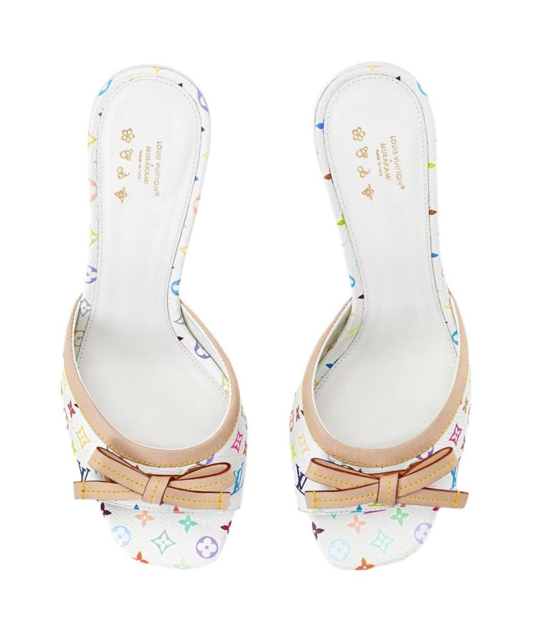 LOUIS VUITTON Белые кожаные мюли, фото 5