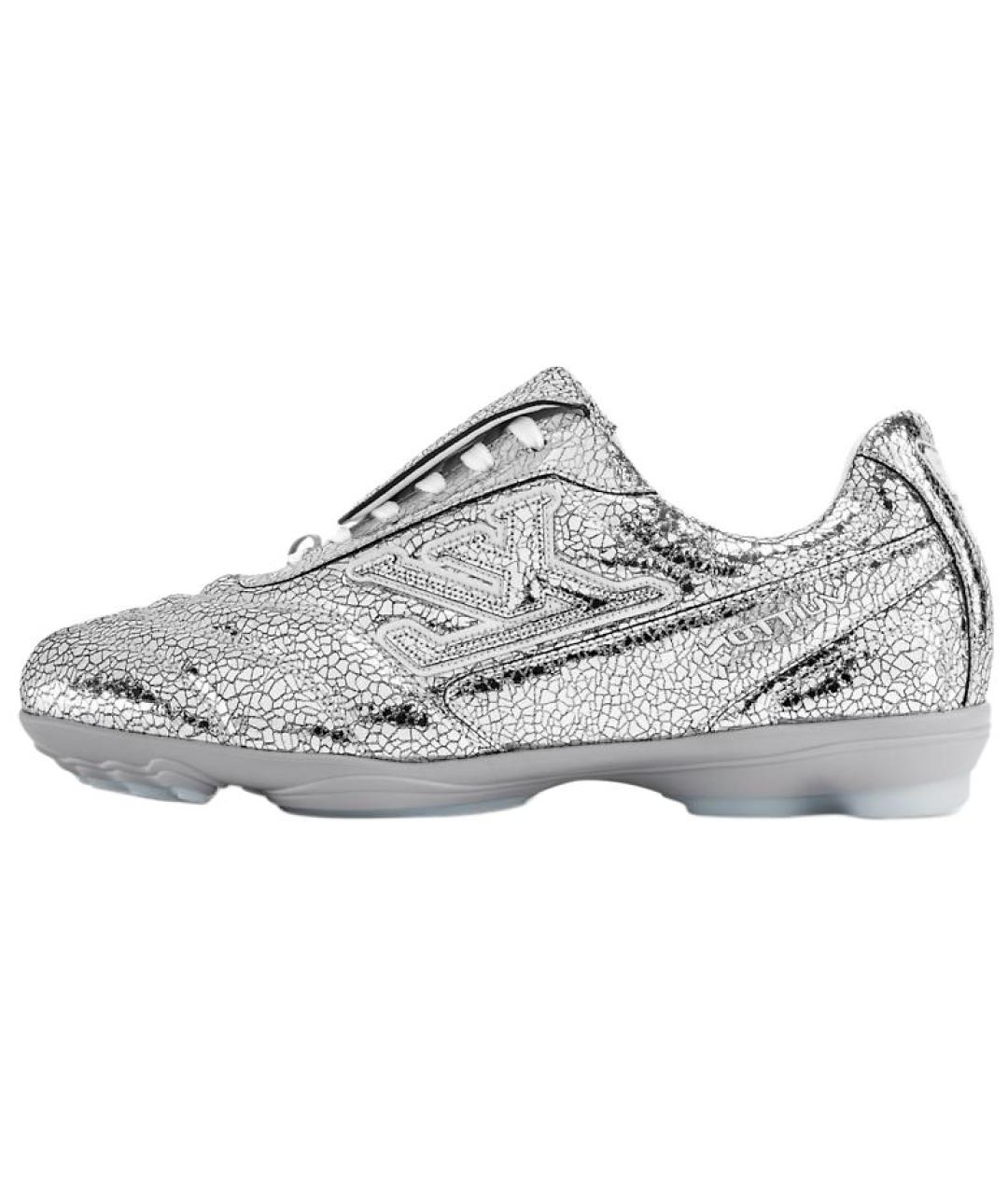 LOUIS VUITTON Серебряные кожаные кроссовки, фото 2