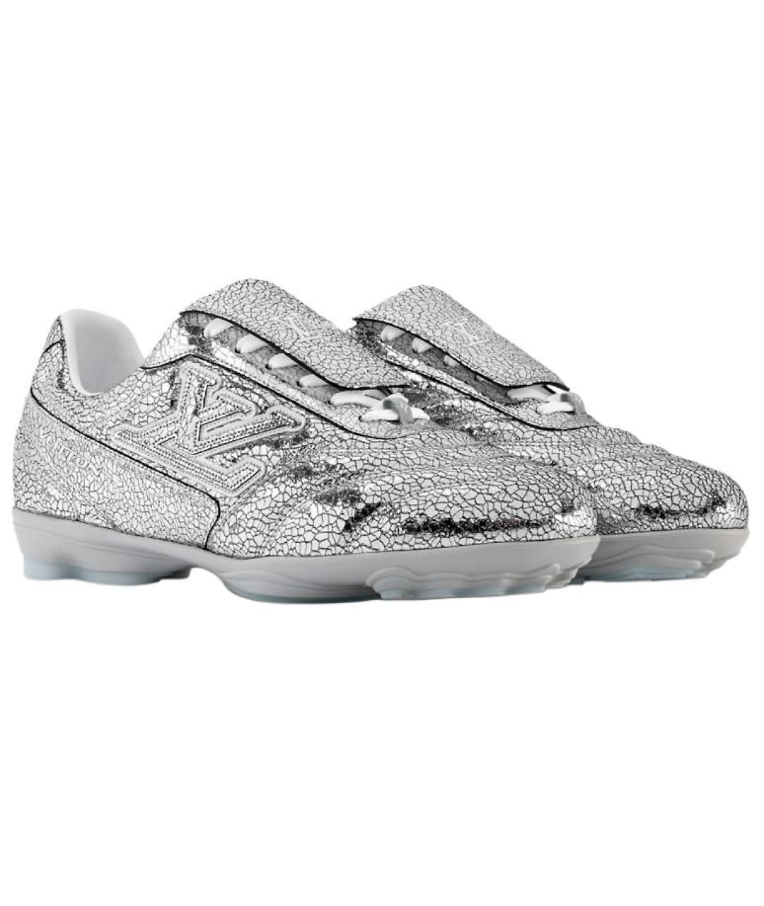 LOUIS VUITTON Серебряные кожаные кроссовки, фото 3