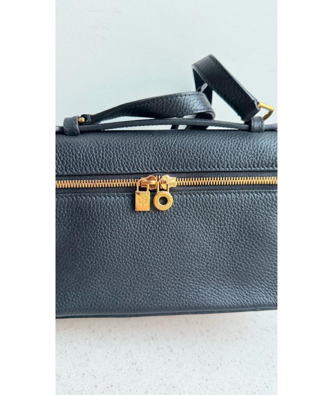 LORO PIANA Черная кожаная сумка через плечо, фото 3