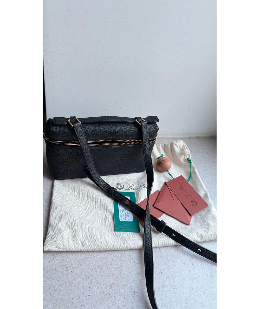 LORO PIANA Черная кожаная сумка через плечо, фото 5