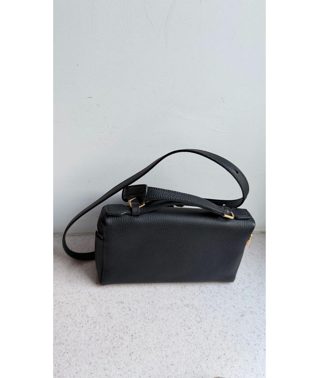 LORO PIANA Черная кожаная сумка через плечо, фото 2