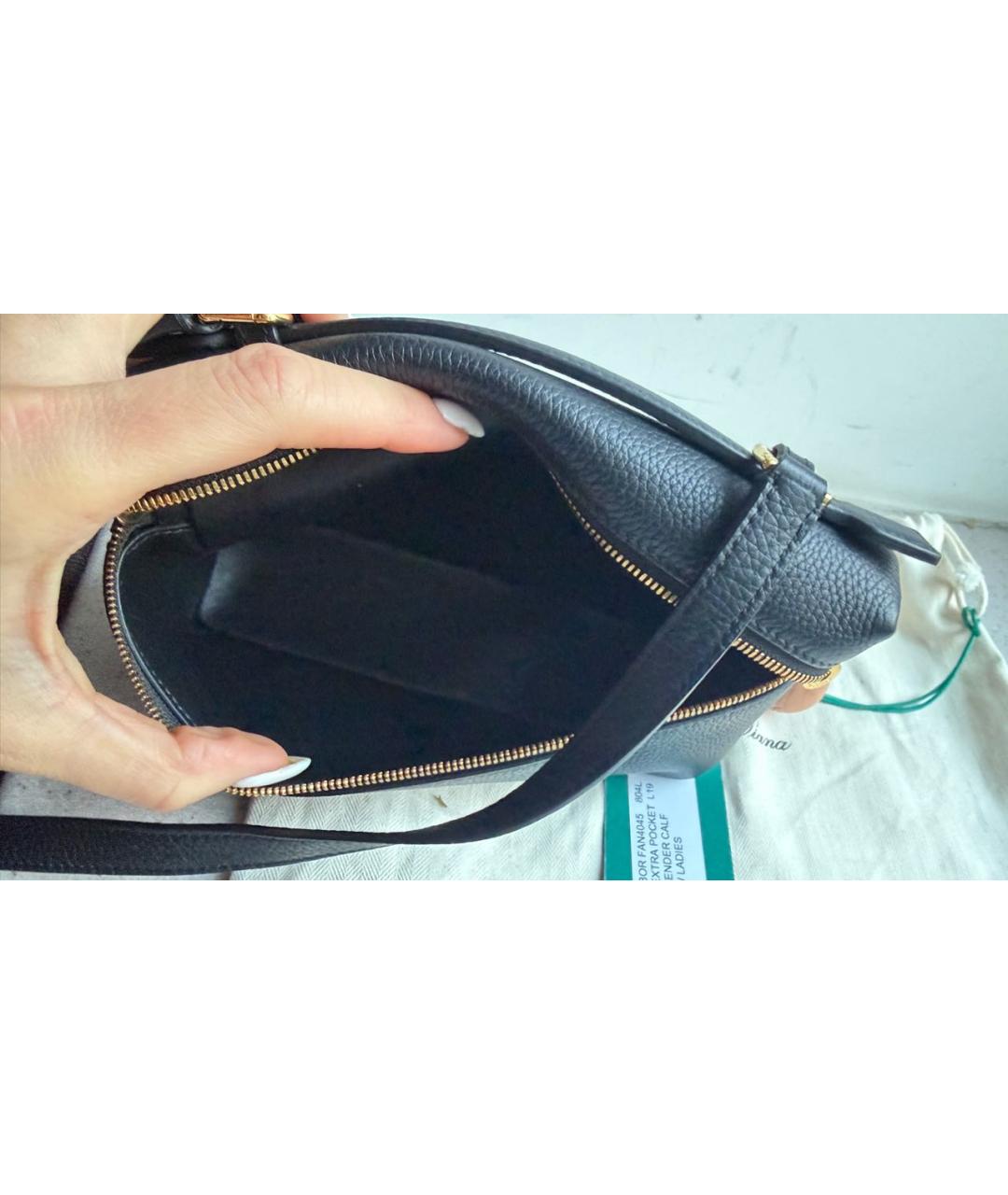 LORO PIANA Черная кожаная сумка через плечо, фото 8