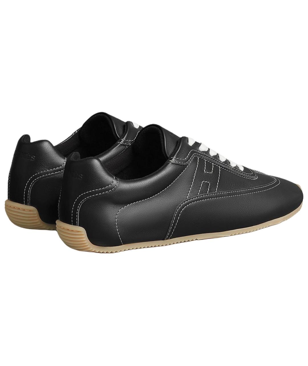 HERMES Черные кожаные низкие кроссовки / кеды, фото 4