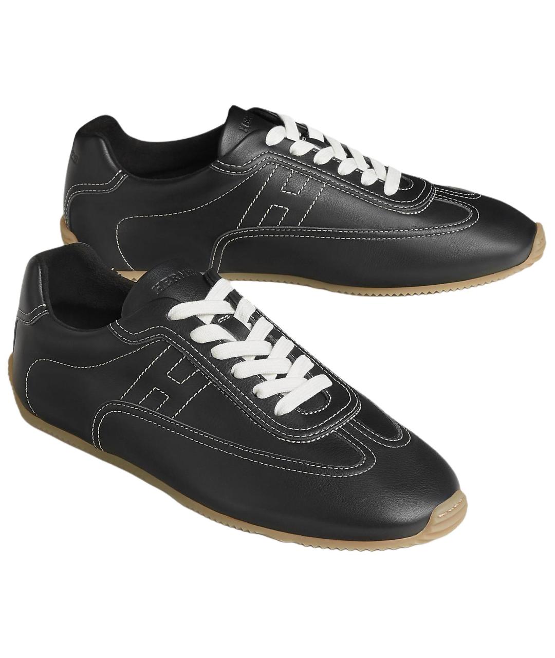 HERMES Черные кожаные низкие кроссовки / кеды, фото 3