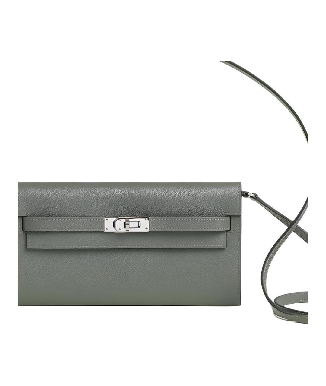 HERMES Серая кожаная сумка через плечо, фото 4